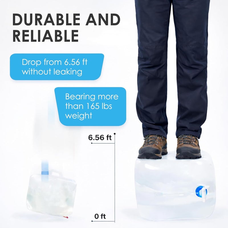 ITRAZ Collapsible Water Jug, 10 Packs 5.3 Gallon BPA Free Camping Water Container with Spigot, Portable Water Storage Carrier for Emergency Survival Hiking Backpacking Outdoors - Food Grade LDPE - Image 5